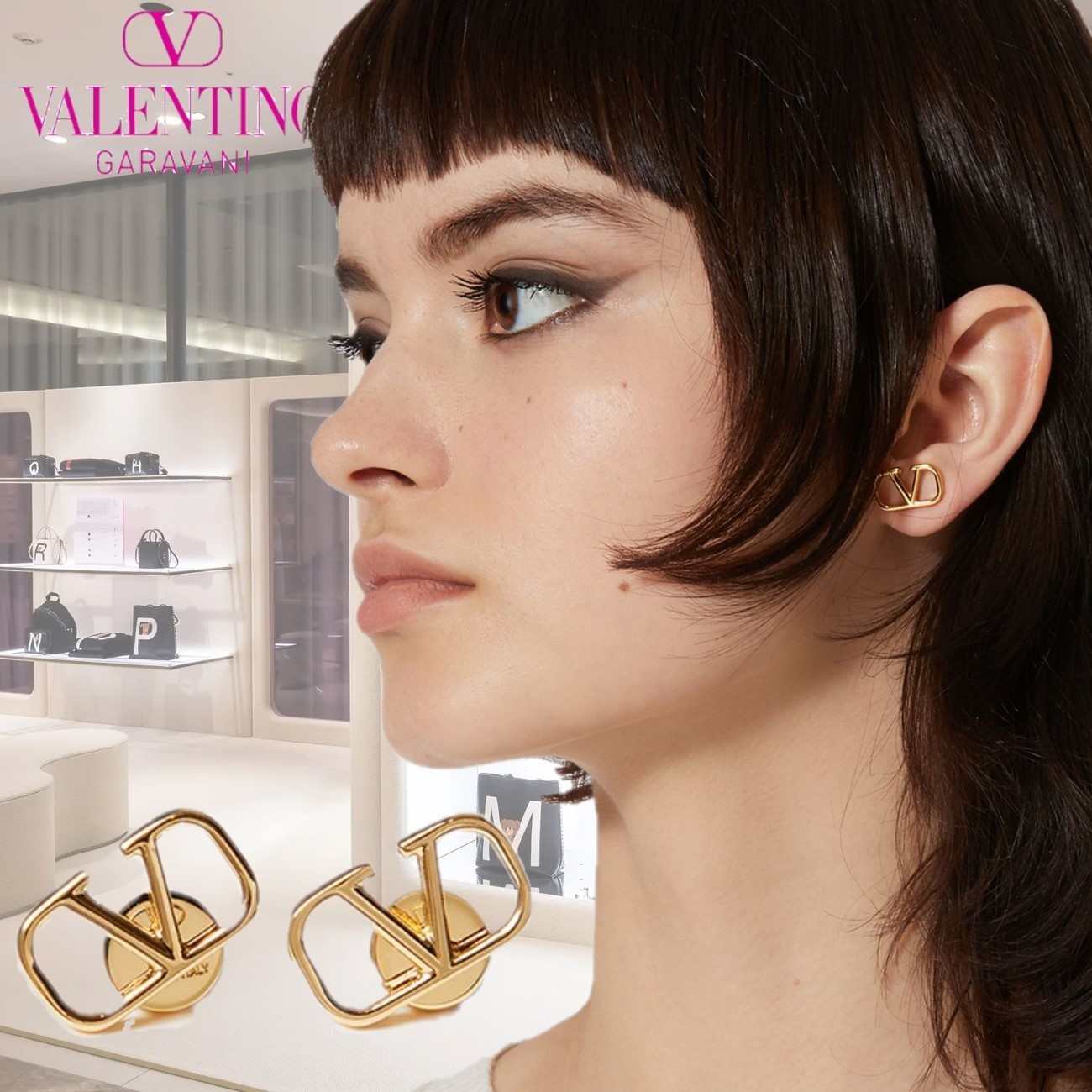 VALENTINO】 VLOGO シグネチャー メタル イヤリング 『最安挑戦