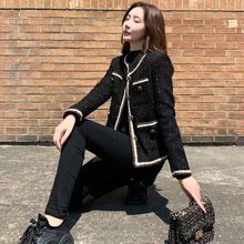 ツイード スリム チェック柄 ジャケット Pコート ブラック M~XL