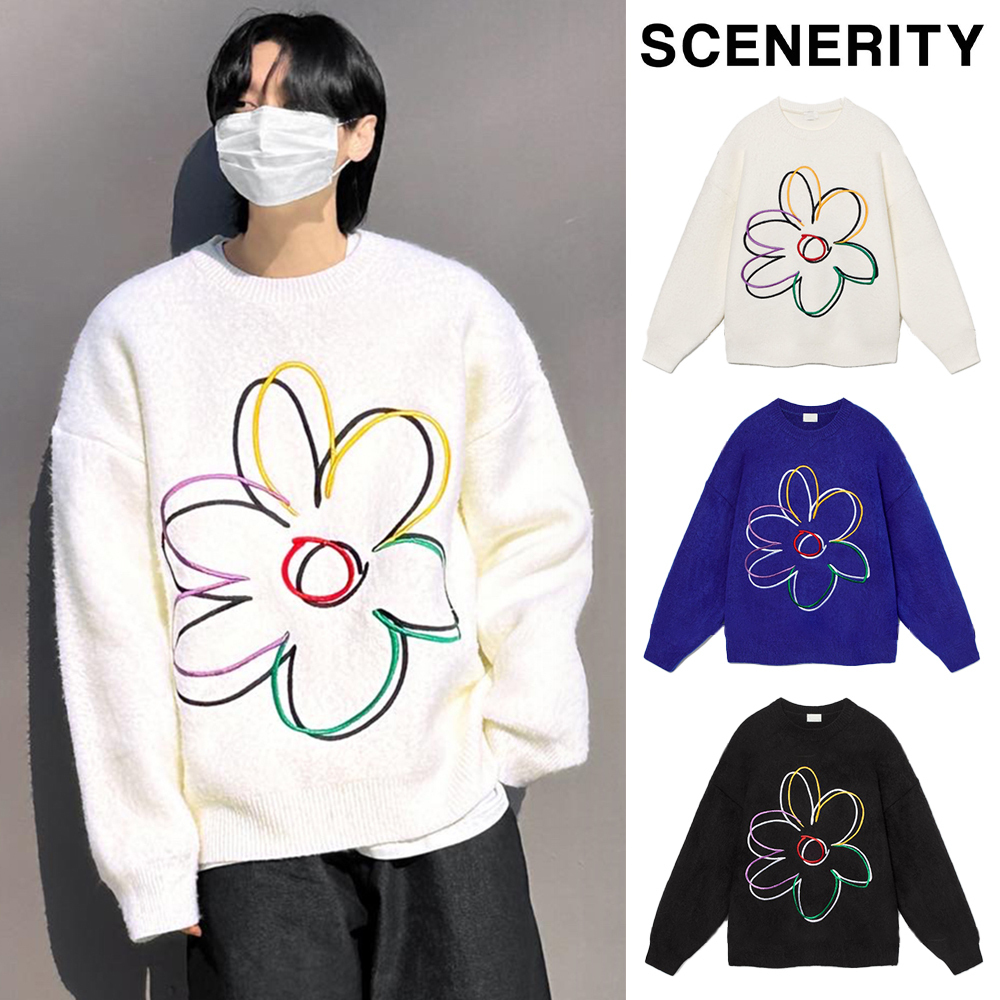 【SCENERITY】Clover Embroidered Knit