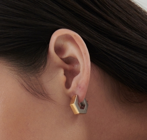 【HYERES LOR】23SS★ Point Combi Silver One Touch Earring L Designer fashion, Seoul-fully created | W Concept