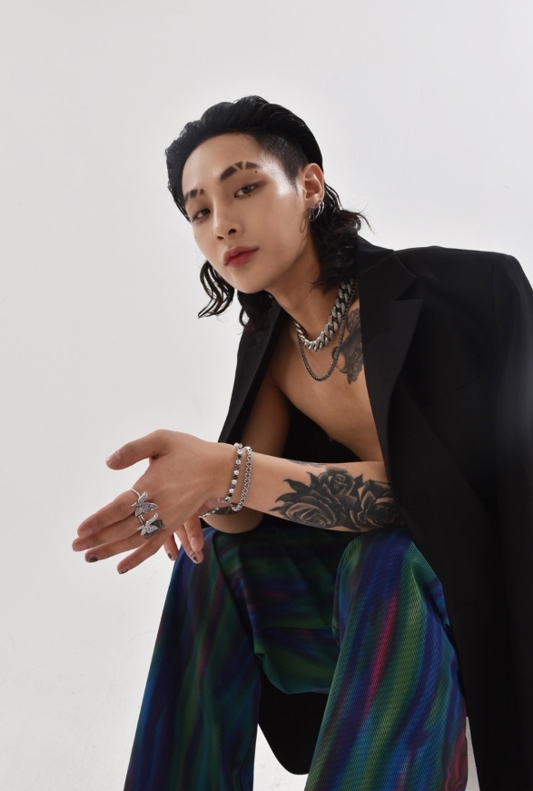 BLACKPURPLE】[blacklabel] snake tennis cubic necklace 42cm