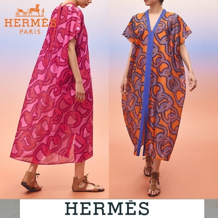 《23SS★》HERMES ビーチカフタン Fantaisie d'Etriers 優美