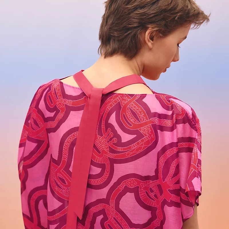 《23SS★》HERMES ビーチカフタン Fantaisie d'Etriers 優美