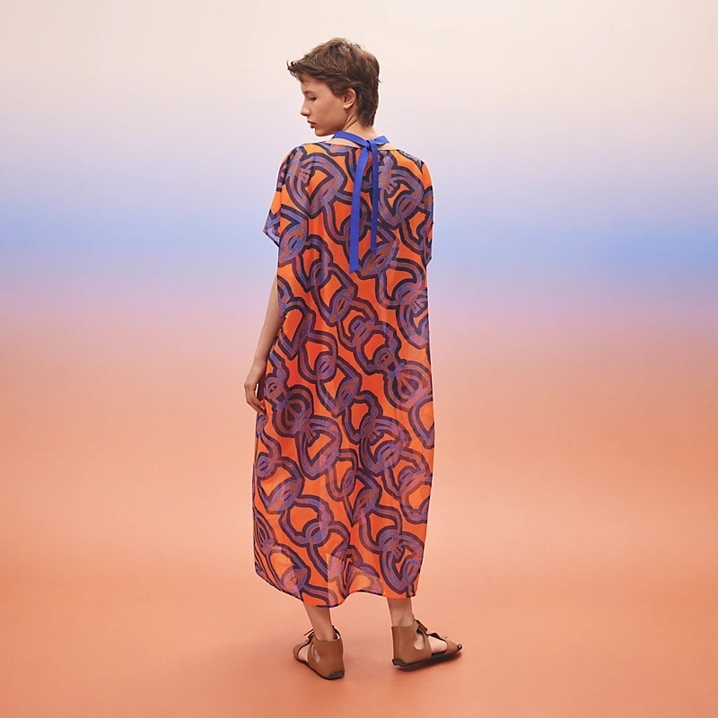 《23SS★》HERMES ビーチカフタン Fantaisie d'Etriers 優美