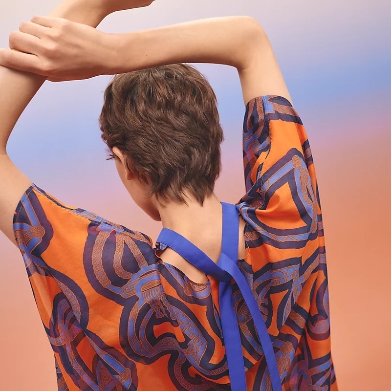 《23SS★》HERMES ビーチカフタン Fantaisie d'Etriers 優美