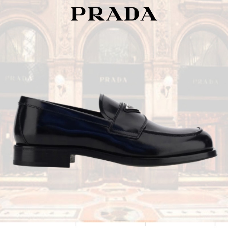 美品】Prada ローファー 三角ロゴ 35.5 22.5cm ブラック-