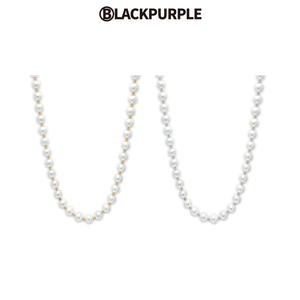 【BLACKPURPLE】8mm Little Pearl Ball Chain Necklace