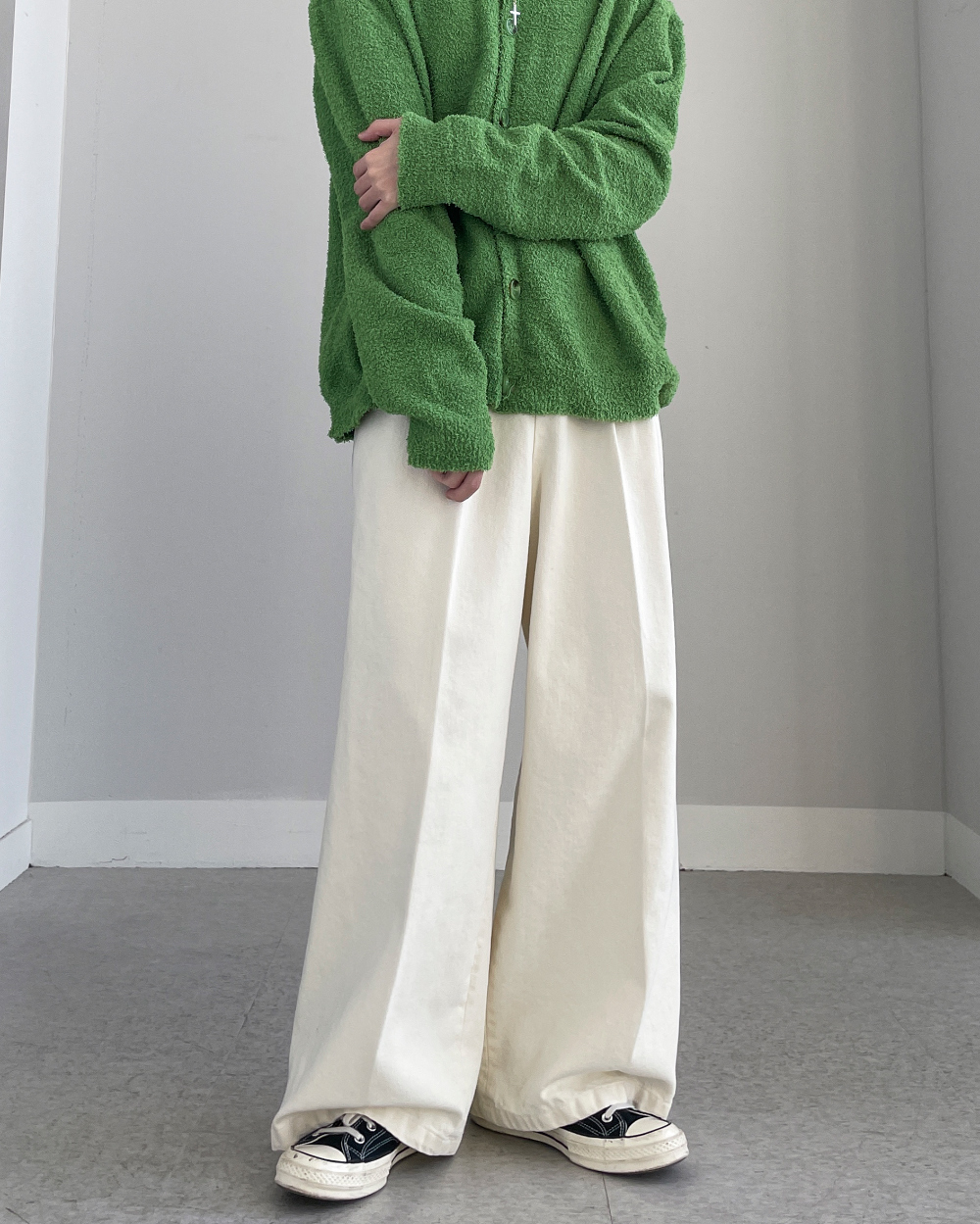 YOURNUS】Rewashing Cream Over Wide Pants (YOURNUS/パンツ