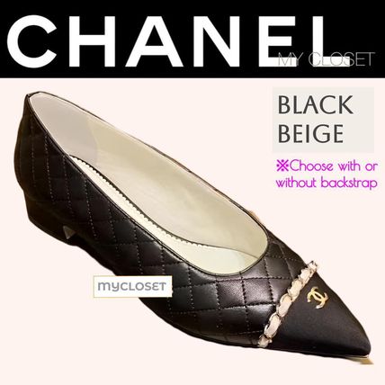 CHANEL More Pumps & Mules Casual Style Bi-color Chain Plain Leather Party Style