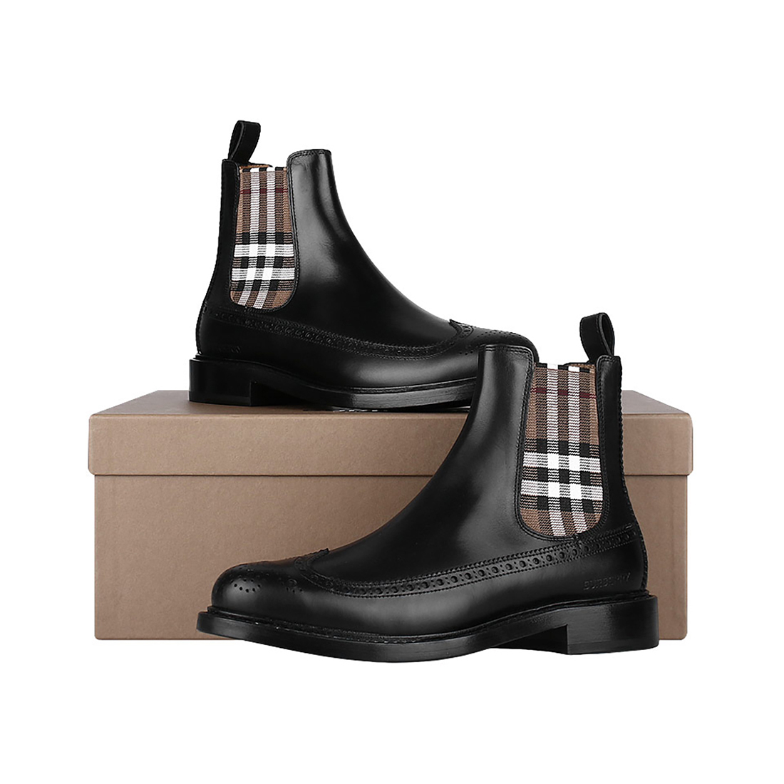 正規逆輸入品】 関税負担なし☆Burberryチェック チェルシーブーツ