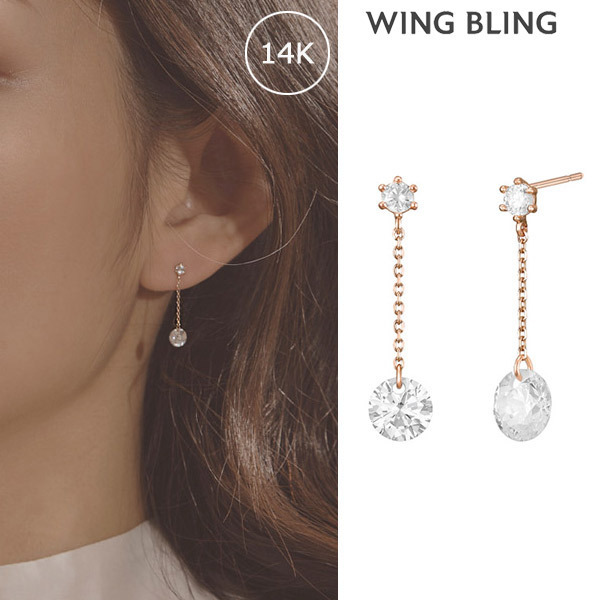 [WING BLING] 14K シャーリングドロップピアス/送料関税込