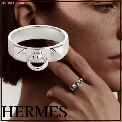 HERMES Rings Unisex Street Style Plain Silver Bridal Rings 2