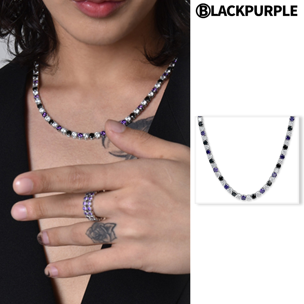 【BLACKPURPLE】BLACKPURPLE SIGMA TENNIS CUBIC NECKLACE