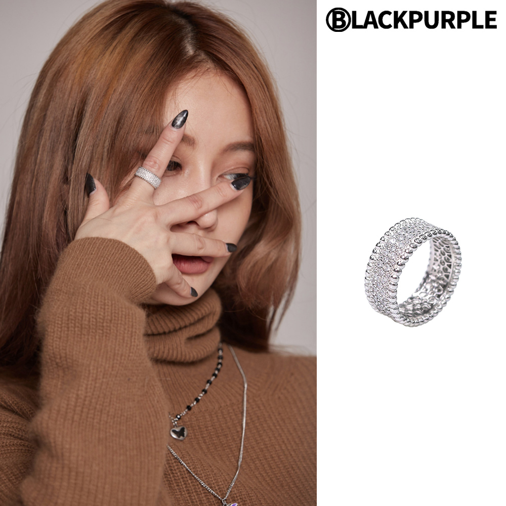 【BLACKPURPLE】[BLACKLABEL] PAVE CRYSTAL RING silver925