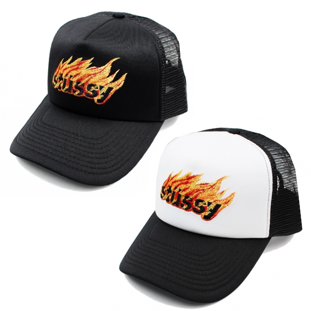 STUSSY FLAMES TRUCKER SNAPBACK CAP トラッカーキャップ 即納特典付き