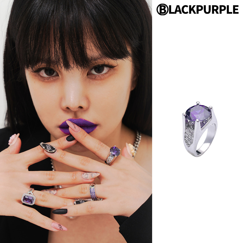 【BLACKPURPLE】[BLACKLABEL] Big Wedding Cubic Ring