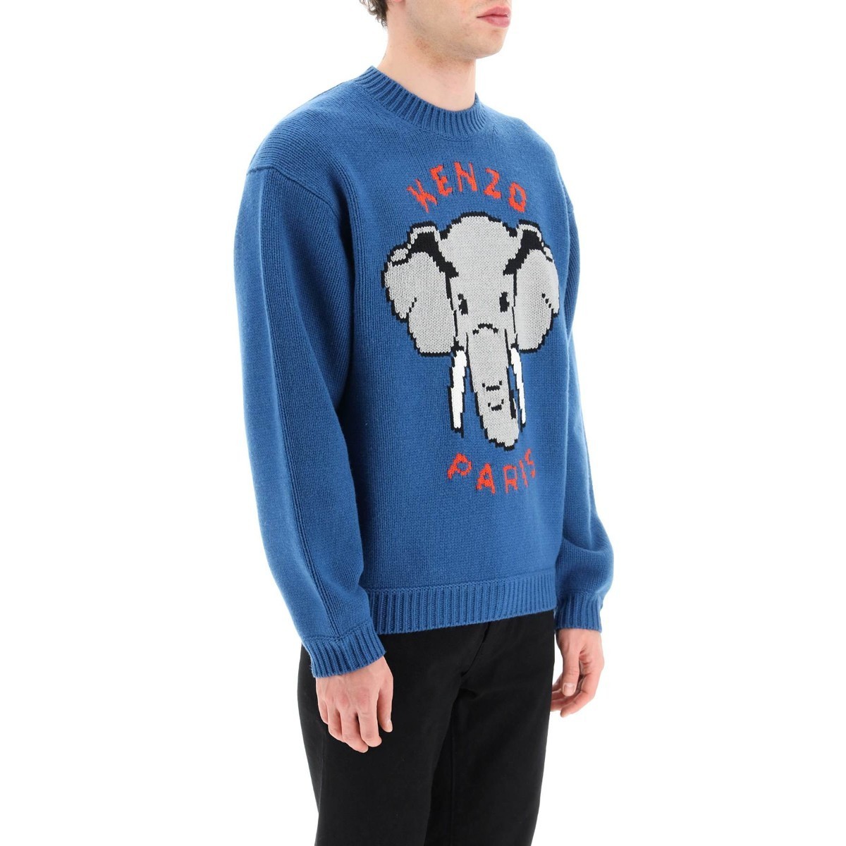 高い素材】 KENZO SS23 ELEPHANT JACQUARD PULLOVER (FD55PU3643BA 69