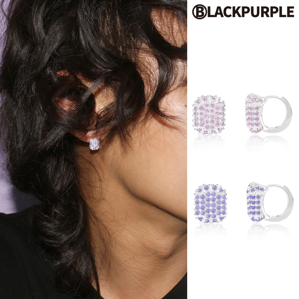 【BLACKPURPLE】[silver925] Milky one-touch earrings