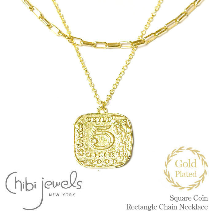 【国内即発】≪chibi jewels≫スクエア コイン ネックレス(Gold)