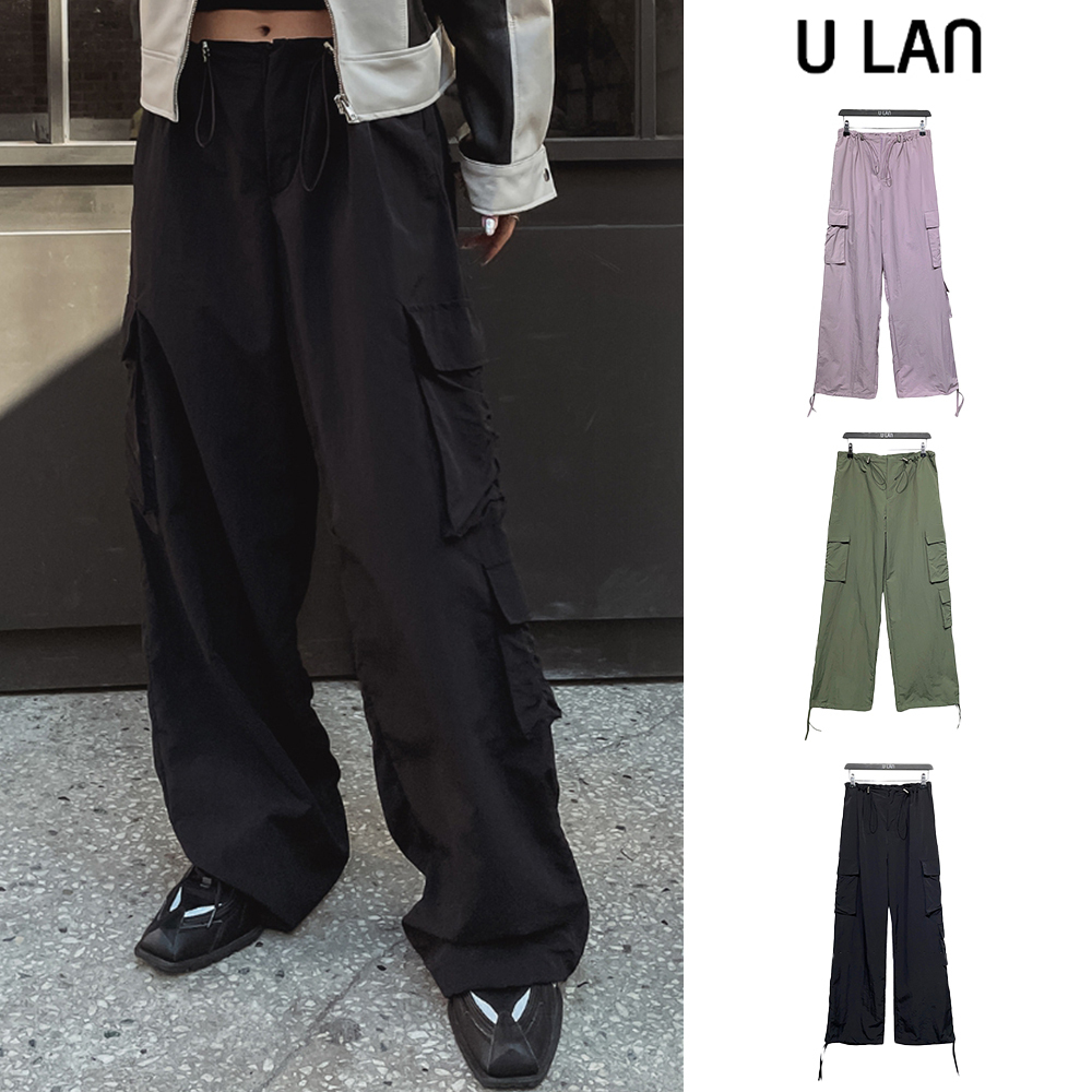 【U LAN】Ming Shirring Pocket Nylon Pants
