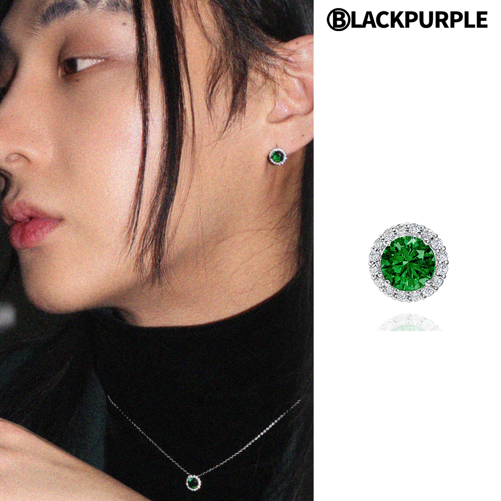 【BLACKPURPLE】[BLACKLABEL] Full Moon Crystal Earring