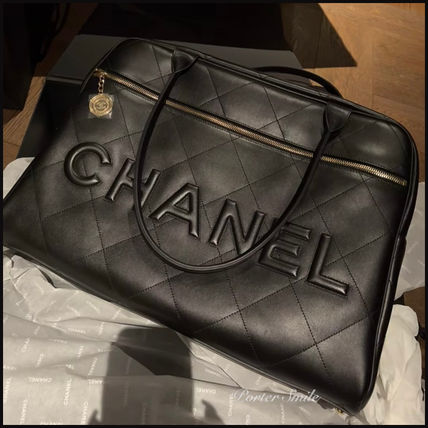 Chanel Black Quilted Lambskin Boston Duffle Bag with Strap 1110c8