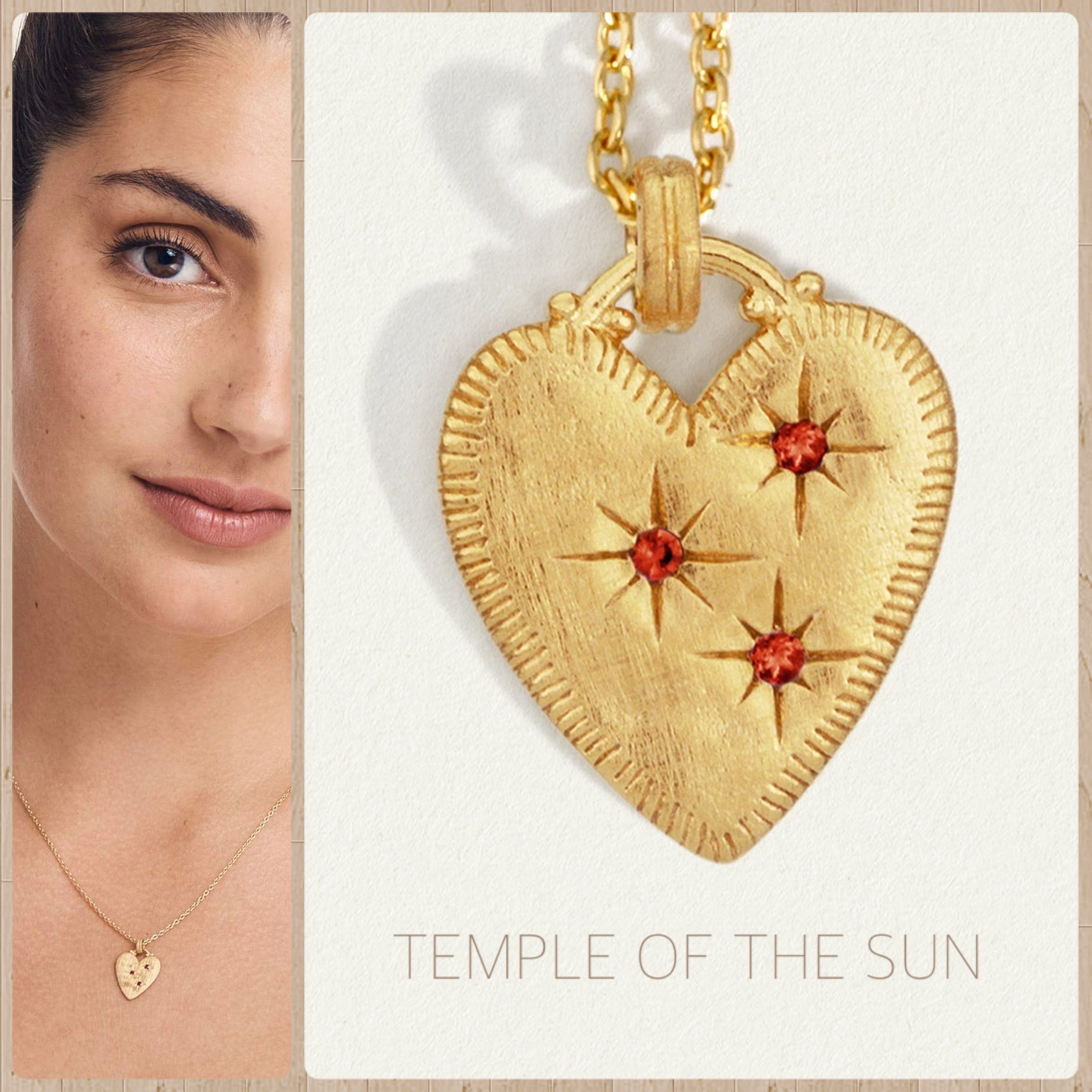 【TEMPLE OF THE SUN】Ettiハートゴールドネックレス/天然石 18k