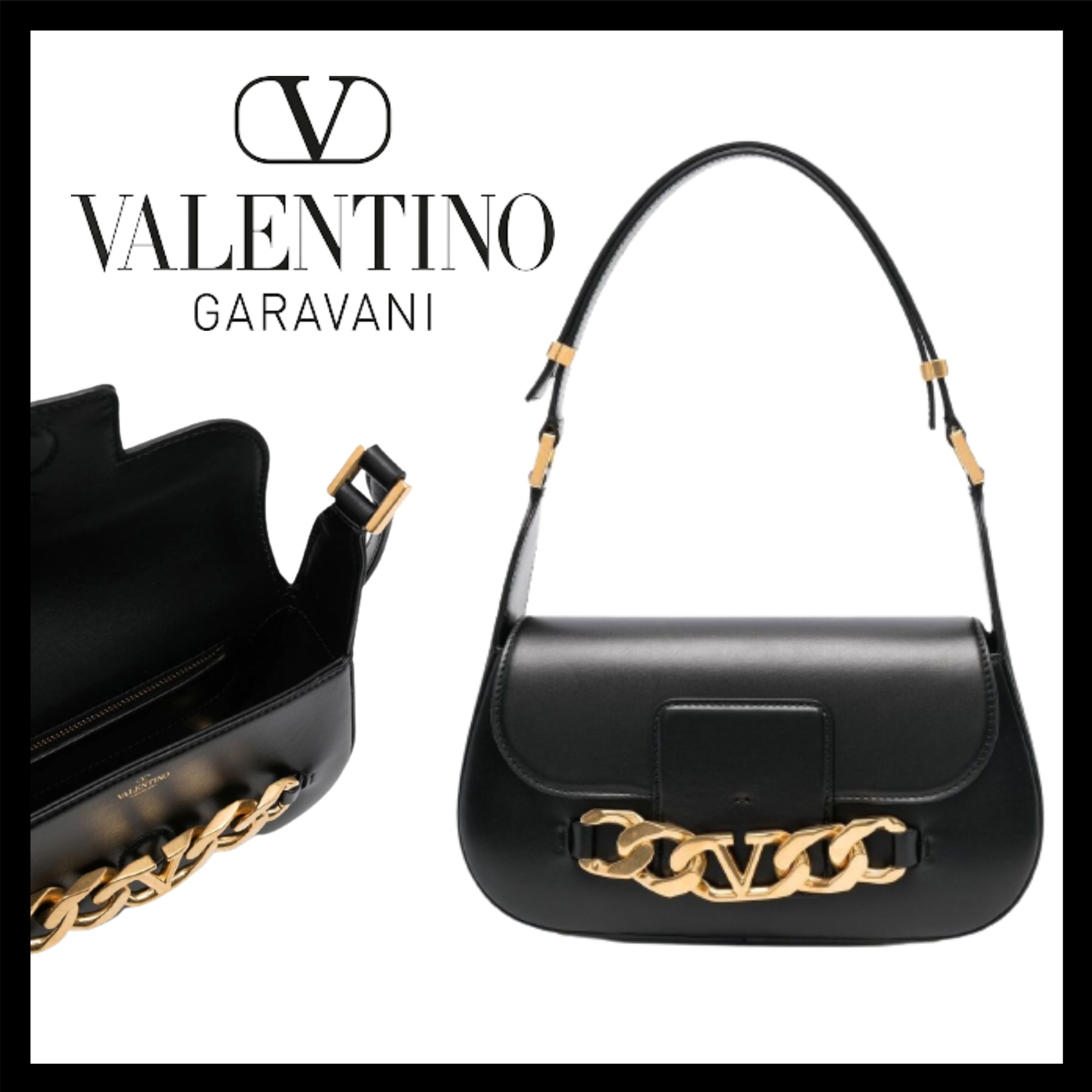 大人気☆関税込☆VALENTINO☆Vロゴ レザーショルダーバッグ