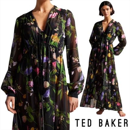 TED BAKER Dresses Flower Patterns Casual Style A-line Street Style V-Neck