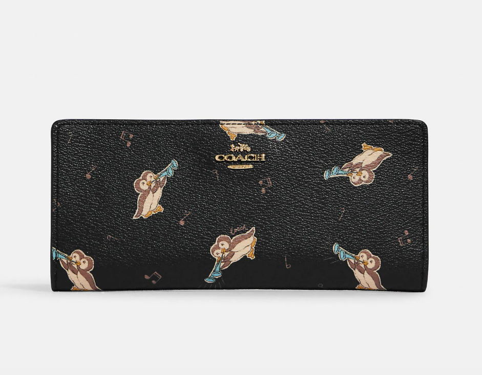 COACH キャンバスレザー ペンギン プリント スリム 長財布 CF540
