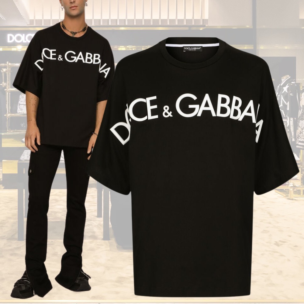 【Dolce & Gabbana】3Dパッチ付きコットンラウンドネックTシャツ