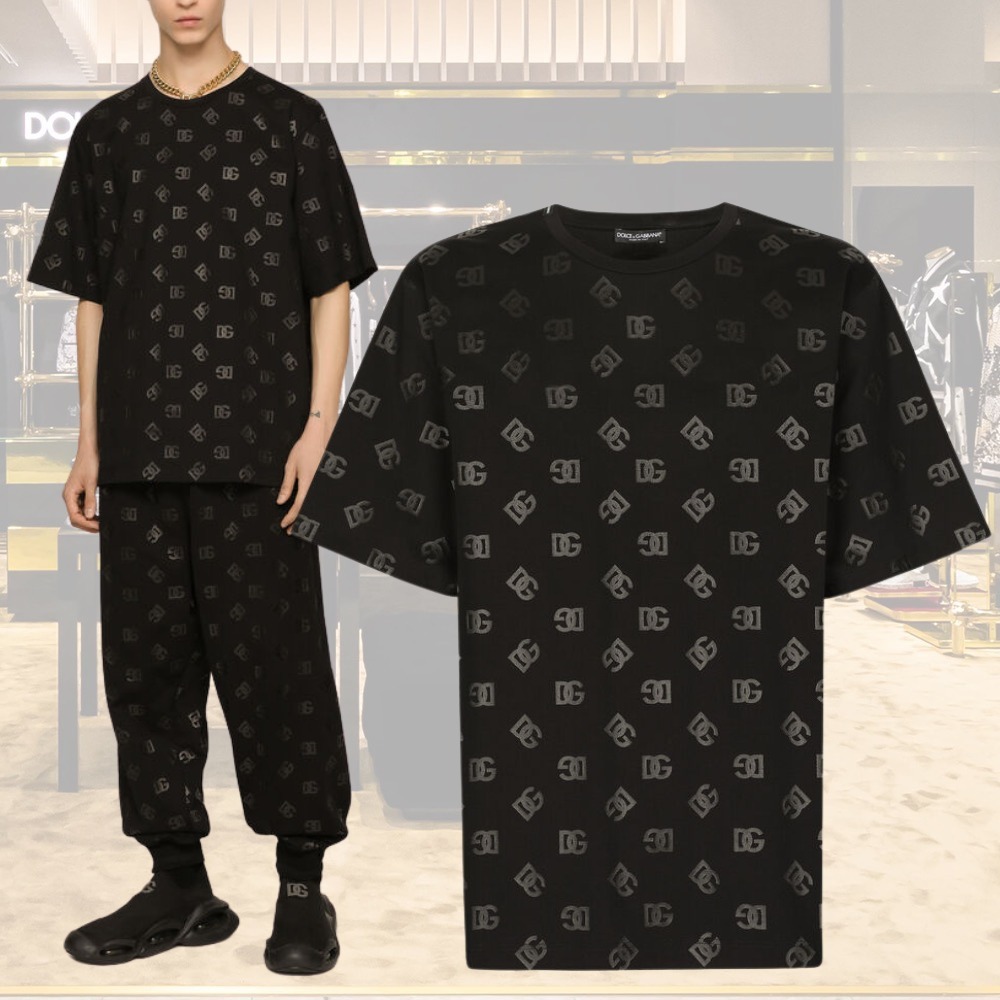 【Dolce & Gabbana】DGモノグラムプリントラウンドネックTシャツ