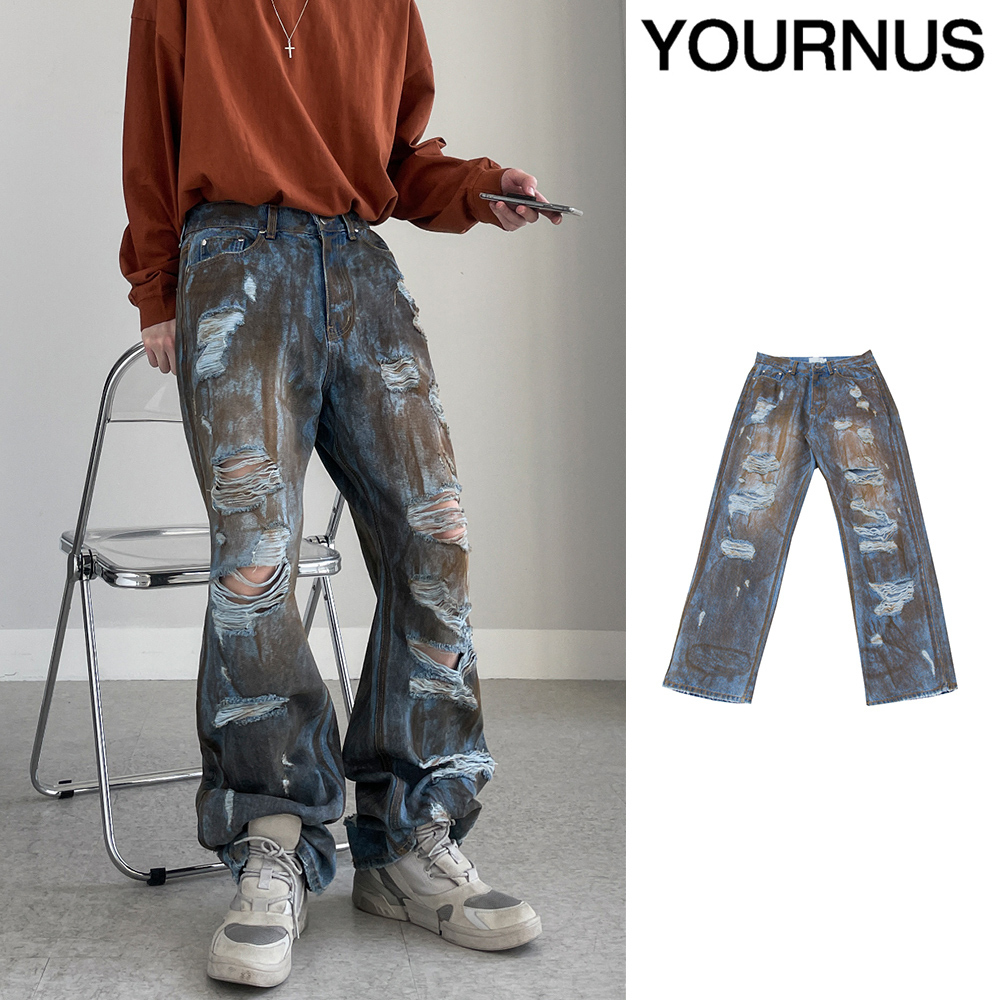 【YOURNUS】Rust Dirty Wide Denim Pants