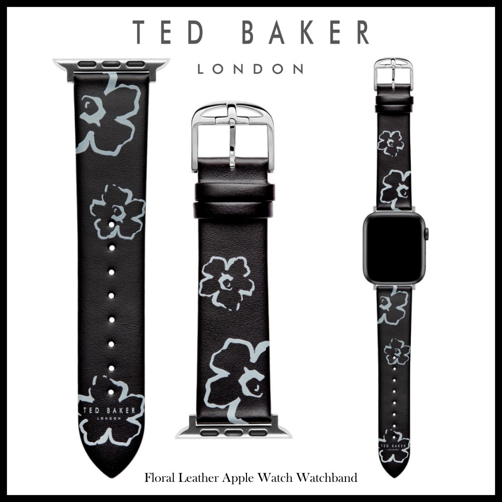 Ted Baker★フローラルxブラックレザーApple Watchストラップ花