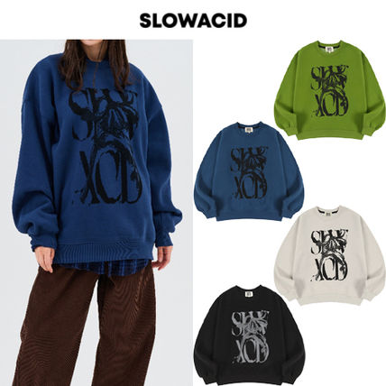 SLOW ACID Sweatshirts Unisex Street Style Long Sleeves Logo Sweatshirts