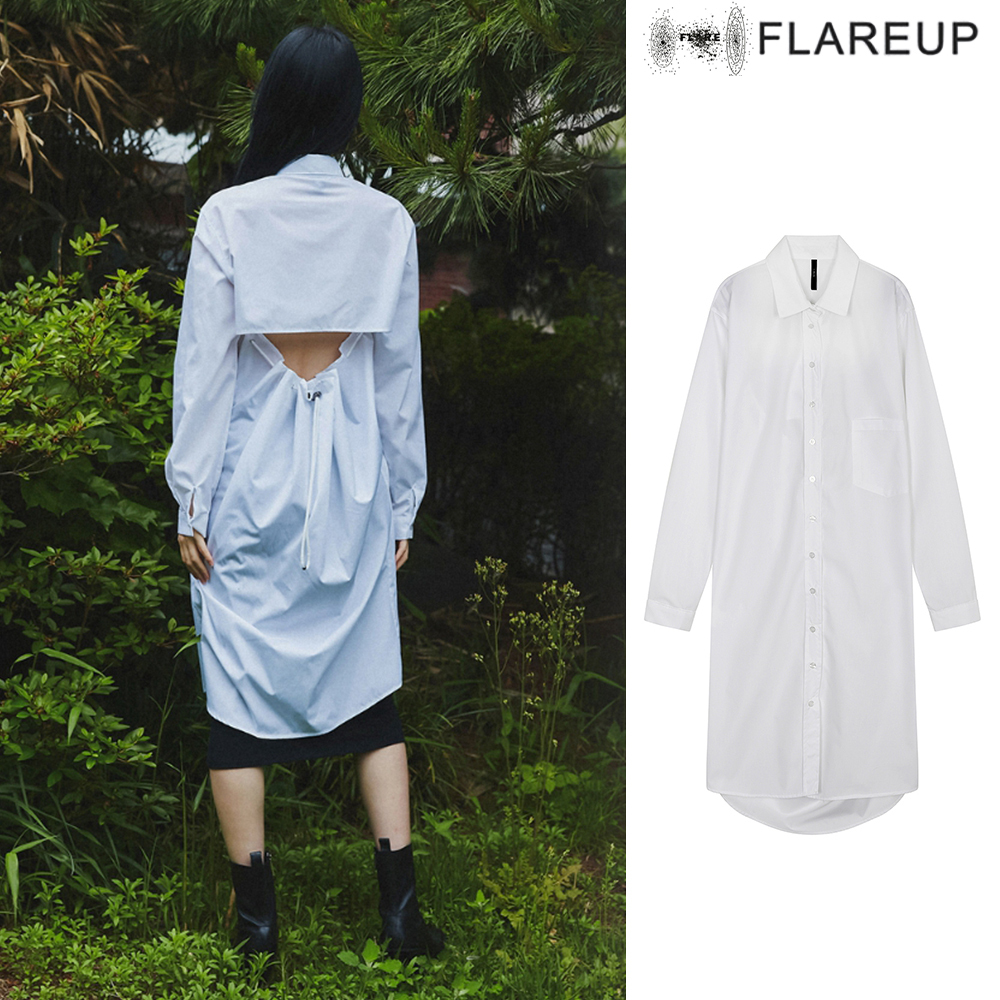 【FLAREUP】Backless Long Shirt One Piece