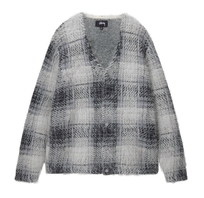 ☆韓国の人気☆【STUSSY】☆HAIRY PLAID CARDIGA.N☆white
