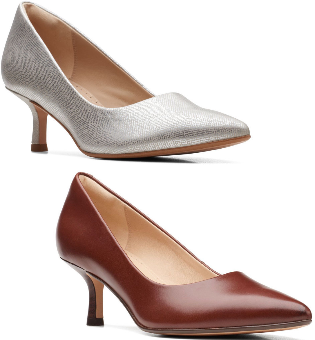 Clarks ヒール パンプス 5.5cm レザー オフィスキトゥンヒール