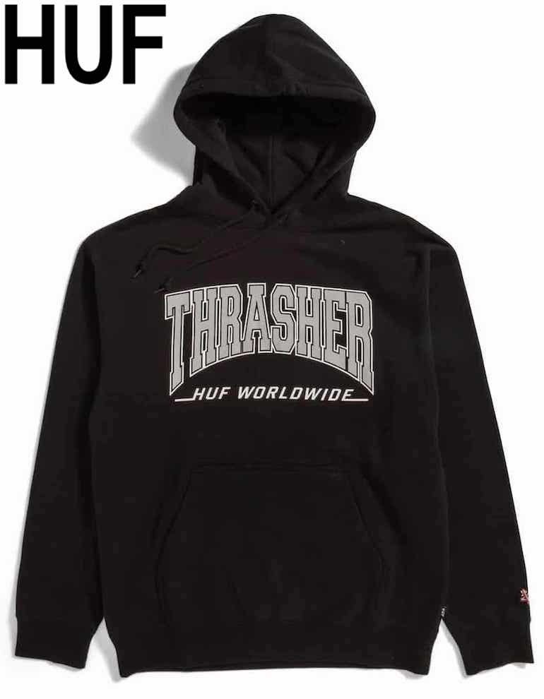 HUF X Thrasher Bayview Pullover Hoodie Black M パーカー