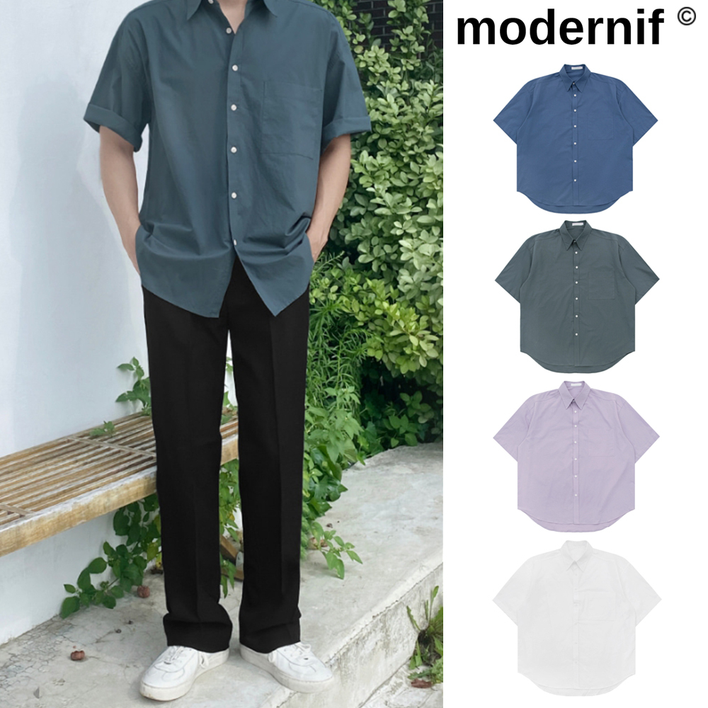 【MODERNIF】Mad overfit short sleeve shirt