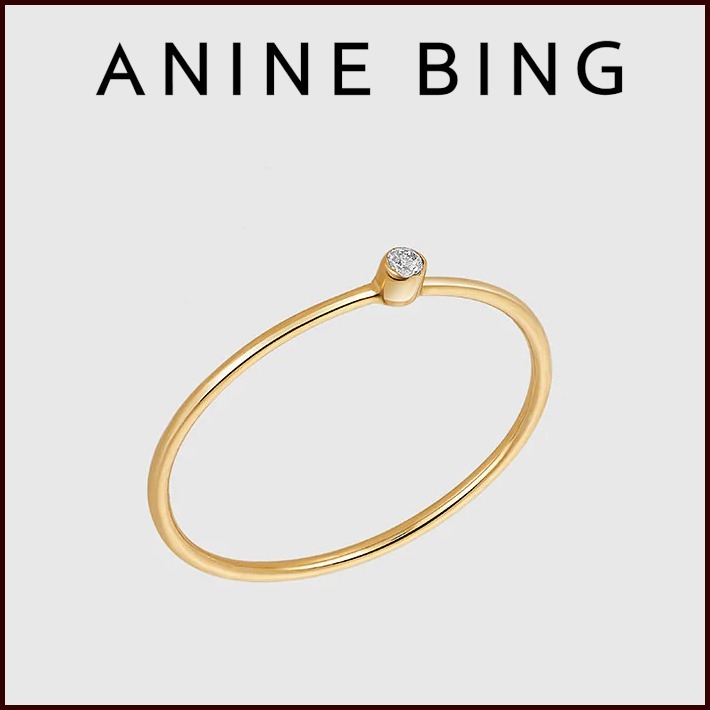 ANINE BING】ダイヤモンド リング 14Kイエローゴールド ショッピ