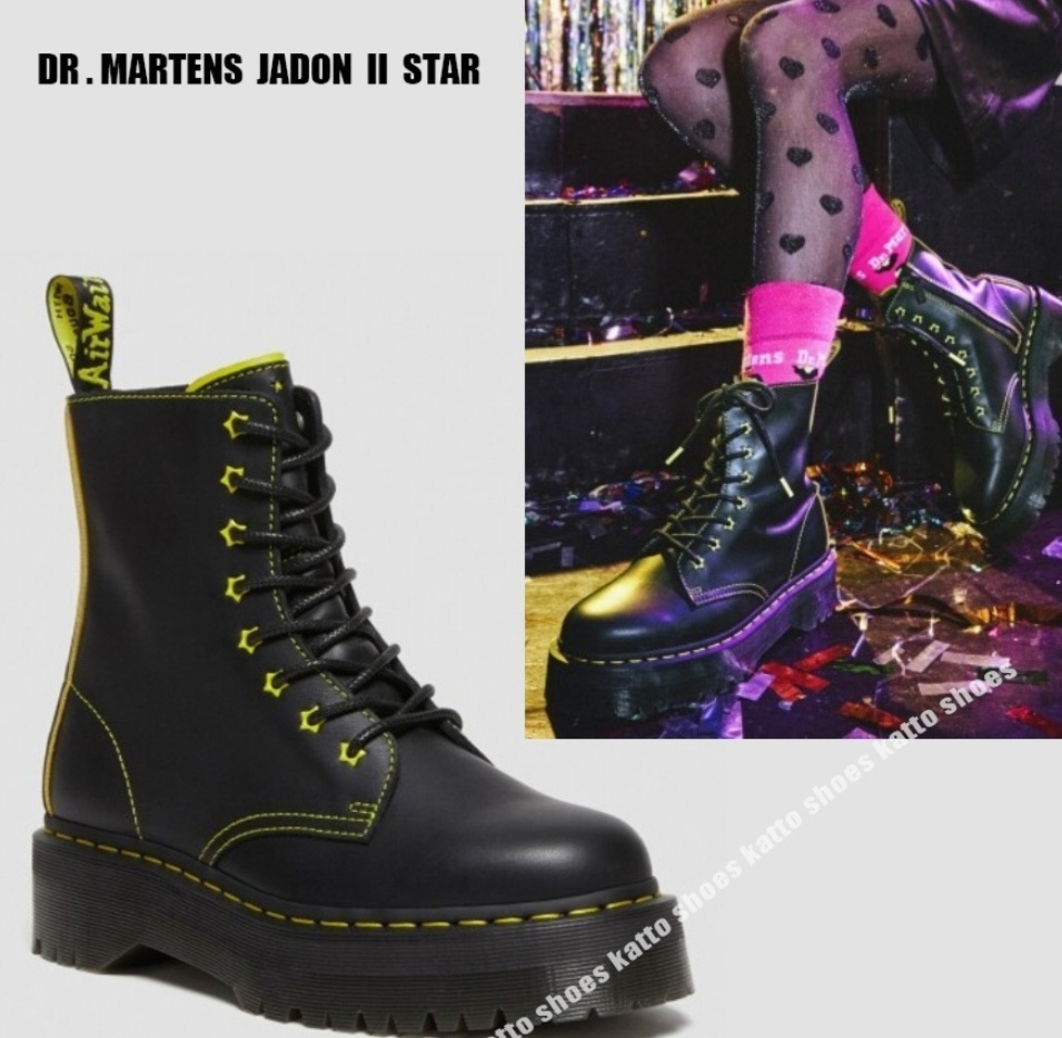 Dr Martens★JADON II STAR★厚底★BLACK+SULPHUR YELLOW