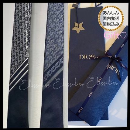 Christian Dior Ties Monogram Silk Street Style Logo Ties