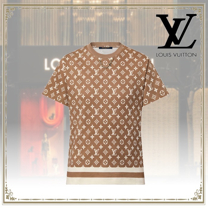 ☆完売必至☆】LV ☆ ストライプアクセントモノグラムTシャツ (Louis