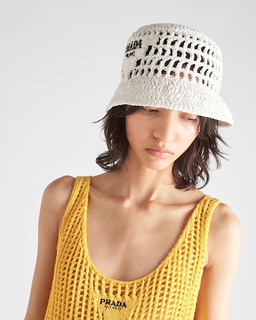 【23SS】PRADA ロゴ ラフィア バケット ハット 帽子 23SS】PRADA ロゴ ラフィア バケット ハット 帽子 (PRADA/ハット