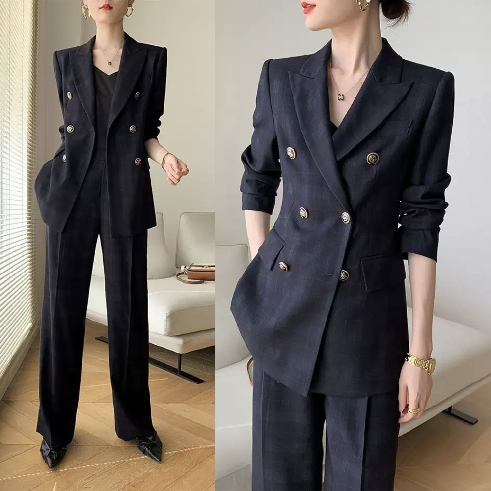 フォーマル パンツスーツ チェック柄 ビジネス オフィス Ｓ〜2XL