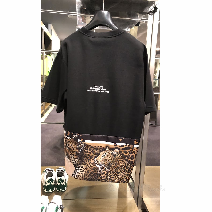 ドルチェ&ガッバーナ DOLCE&GABBANA Tシャツ カットソー 半袖 ショートスリーブ ヒョウ柄 トップス メンズ 52(XL相当) ブラック/ベージュ/ブラウン