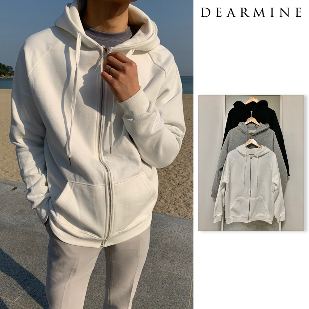 【DEARMINE】Loose fit brushed hood zip-up
