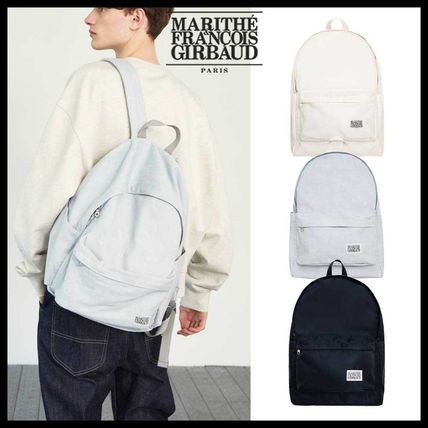 Marithe + Francois Girbaud Backpacks Unisex Street Style Plain Logo Backpacks