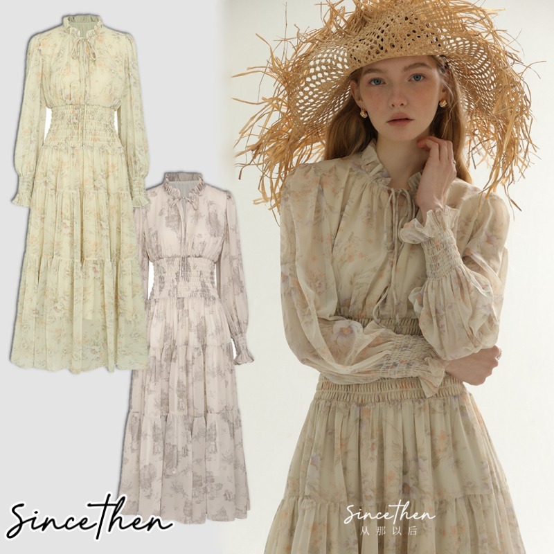 【Since Then】花柄 シフォン ロングスカート ロングドレス